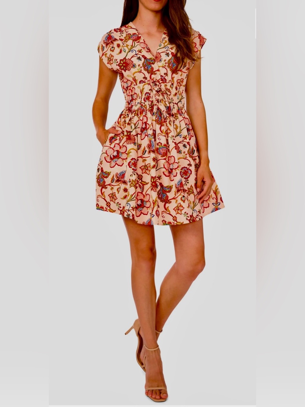 NWT CECE 💯 COTTON CAP SLEEVE MINIDRESS IVORY/POPPY RED WOMENS XL - Picture 5 of 14
